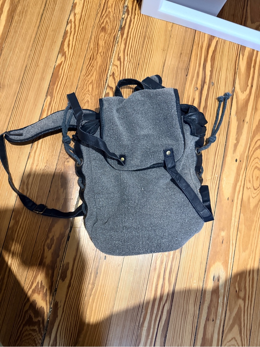 Free People Gray Canvas Rucksack Backpack